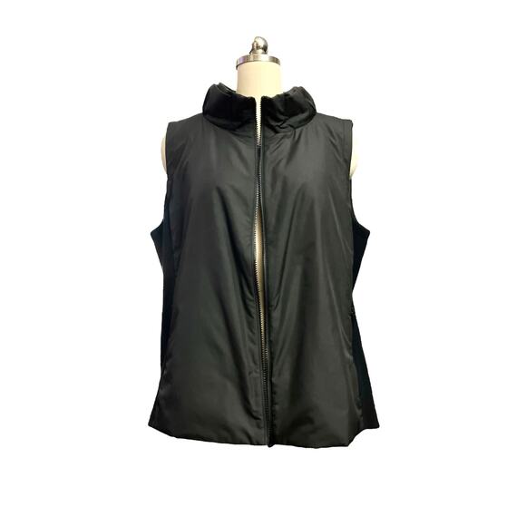 Lafayette 148 New York Women's Black Zip Up Ribbed Side Zipper Pocket Vest SZ XL - Picture 3 of 7